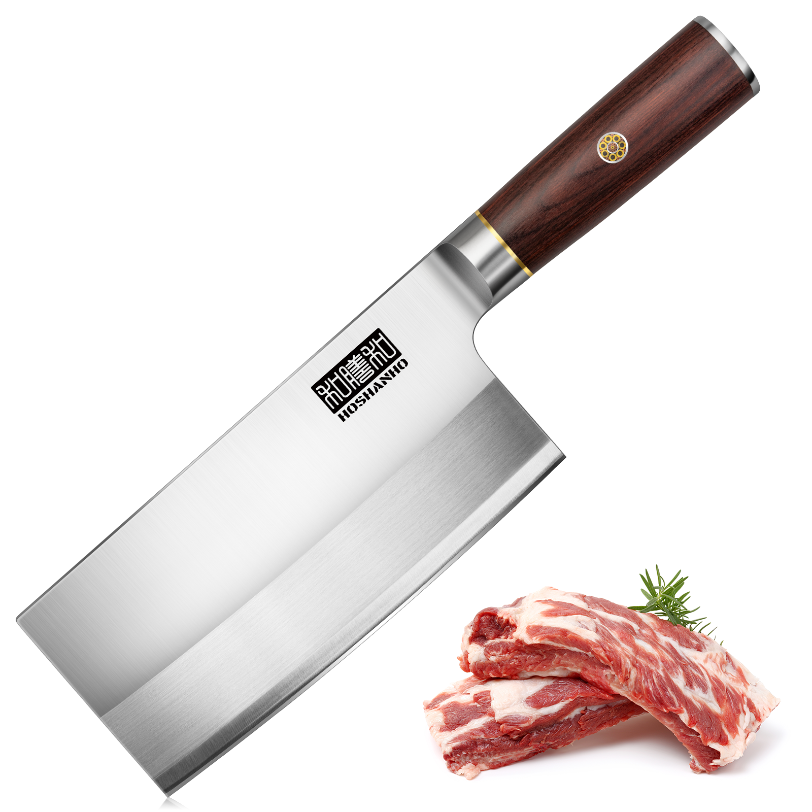 Ultra Sharp Chinese Cleaver Knife – Powder & High Carbon Steel Butcher Knife with Wooden Handle