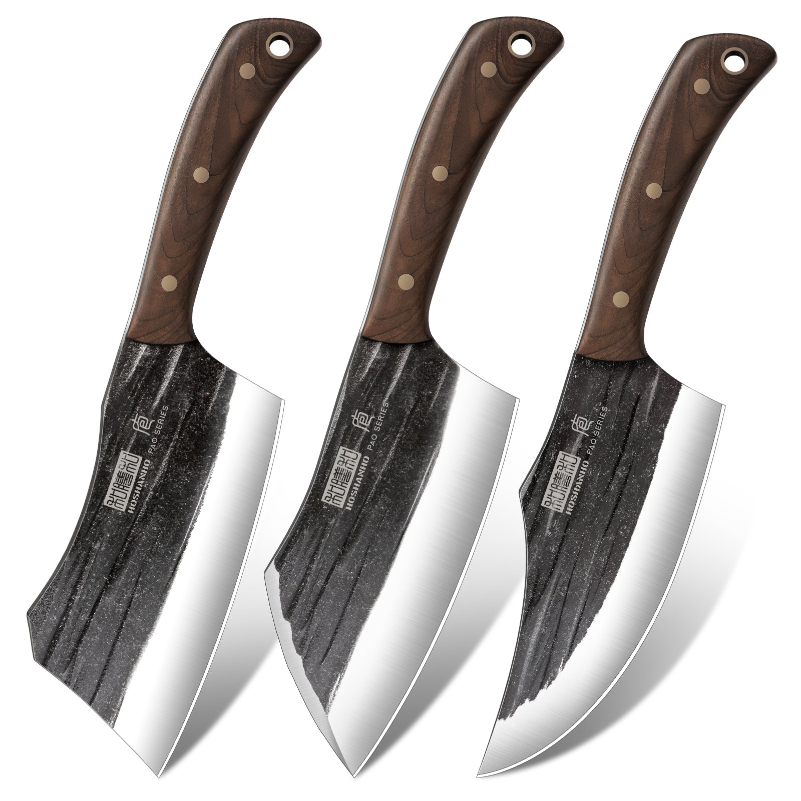 3-Piece Butcher Knife Set – Heavy Duty Meat Cleaver, Bone Chopper & Viking Knife for Home, Cooking & BBQ