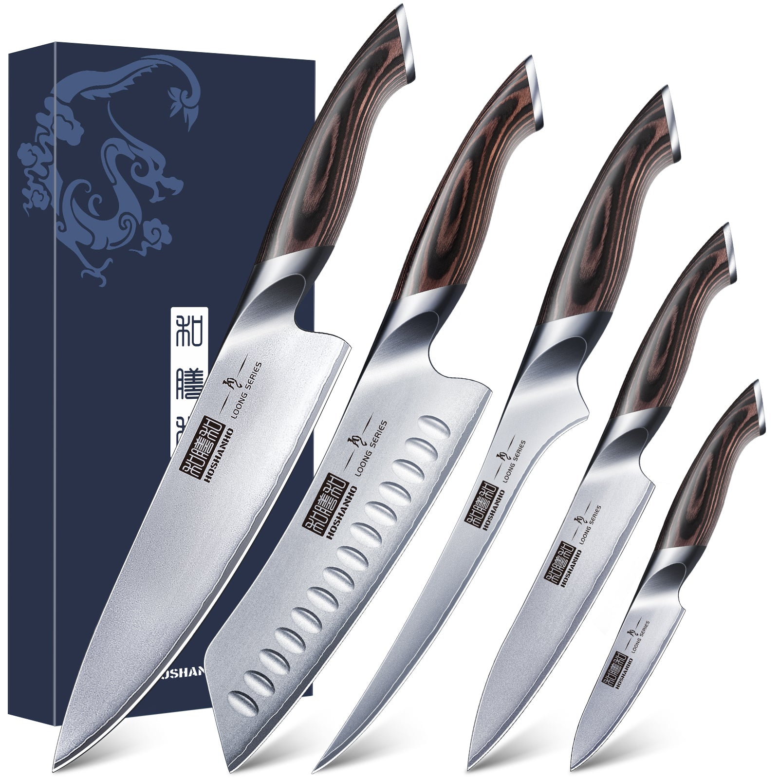 5-Piece Japanese High Carbon Stainless Steel Knife Set with Pakkawood Handle – Ultra Sharp Chef Knives