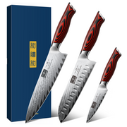 3-Piece Damascus Knife Set – Ultra Sharp Chef Knives with G10 Ergonomic Handle & Gift Box