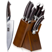 8-Piece Japanese AUS-10 Super Steel Kitchen Knife Set with Block & Scissors