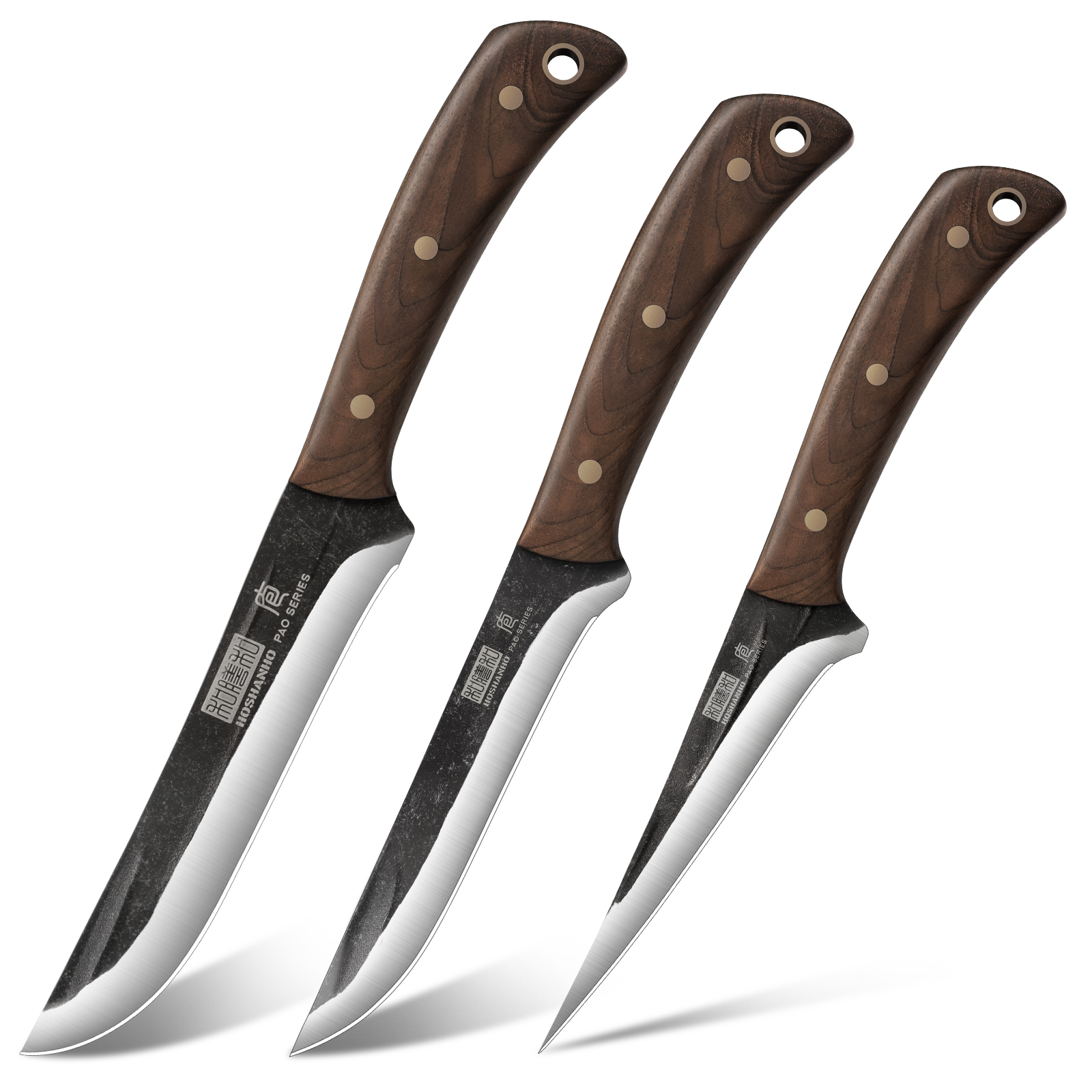 3-Piece Hand Forged Butcher Knife Set – High Carbon Stainless Steel Fillet, Dividing & Paring Knives for Home & Outdoor